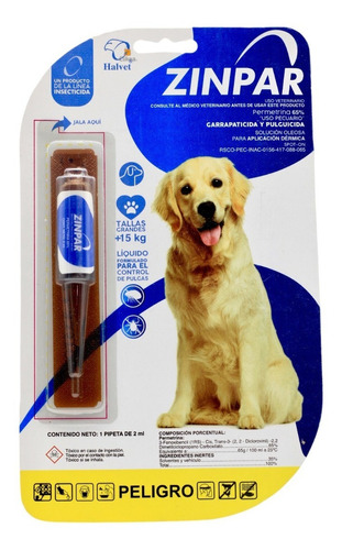 Zinpar Pipeta Antipulgas 2 Ml Perros 15 Kg Halvet