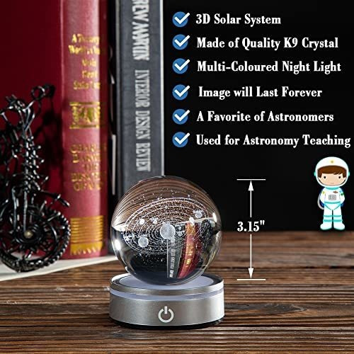 Bola De Cristal Del Sistema Solar 3d Ifolaina 3.15 Con Led C