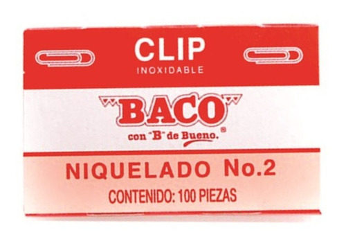 Clip Baco Cl007 Niquelado No.2 C/100 Clips Pqte C/10 /vc