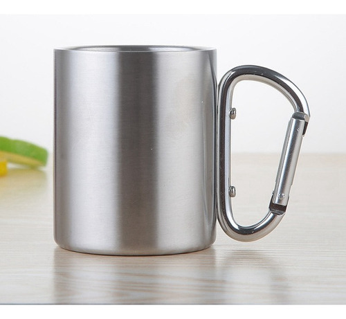 Taza De Acero Inoxidable De 220 Ml Con Mosquetón De Cierre A