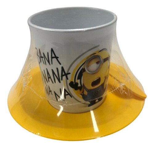 Set Taza Con Plato Y Cuchara De Regalo Minions Color Amarillo Minnions