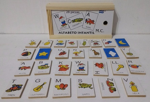 20 Domino De Madera, Juego De La Memoria, Alfabeto Infantil