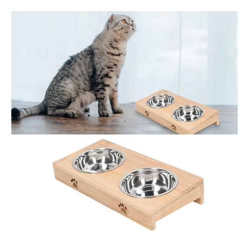 Cuenco Y Soporte Para Cuencos Para Gatos De Acero Inoxidable
