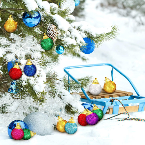 30 Piezas Adornos De Bola De Navidad 1 Pulgada Mini Multicol