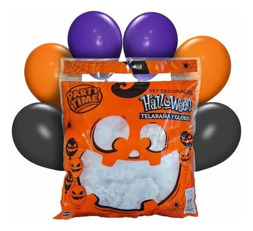 Telaraña Blanca Con Globos Decoración Halloween