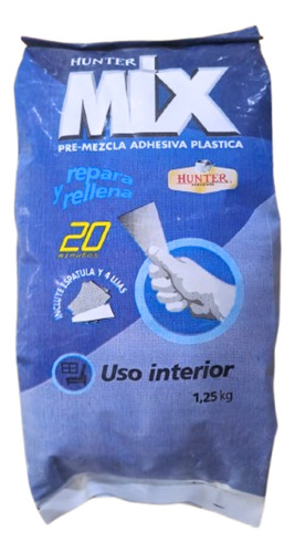 Hunter Mix Kit Pre Mezcla Adhesiva Interior 1250g Rellenar Reparar Multisuperficie Hunter