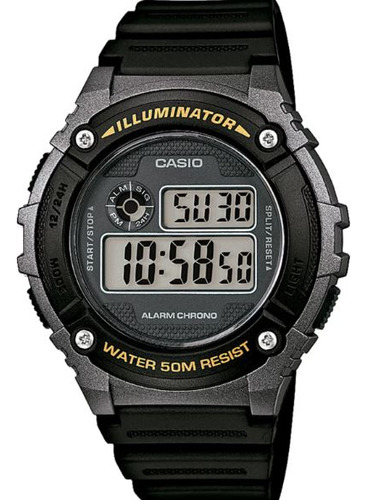 Relógio De Pulso Casio Masculino Standard Digital W216h1bvdf Cor da correia Preto Cor do bisel Preto