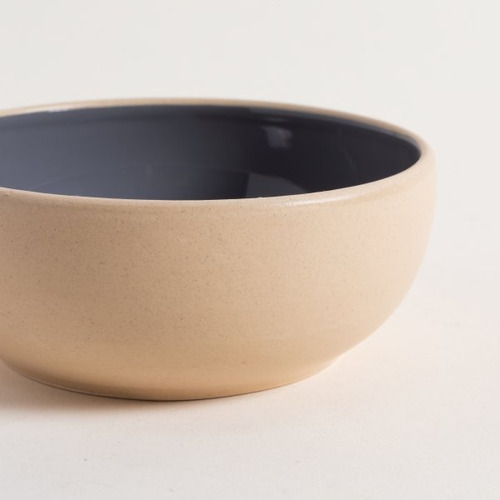 Bowl Compotera Korba Gris Oscurso Brillante Con Beige De15cm