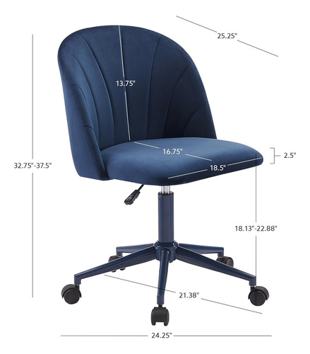 Silla Giratoria Ajustable Azul Marino Con Asiento Acolchado