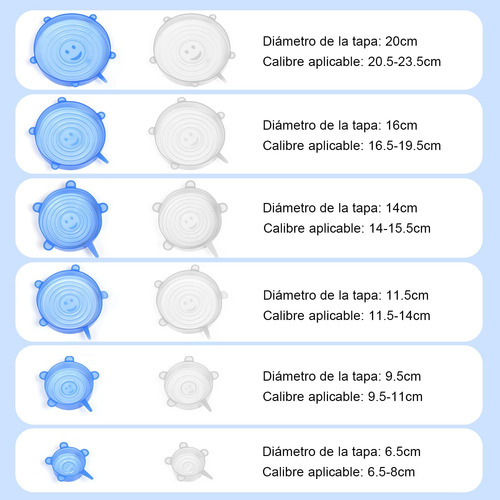 12 Pcs Tapas De Silicona Elasticas Reutilizables, Tapas