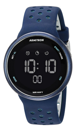 Reloj Armitron Sport 40/8423nvy Unisex Digital Silicone St Color de la correa Azul Color del bisel Bisel Función E Color del fondo Negro