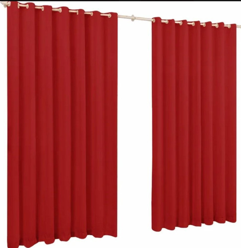 Cortina Roma Microfibra 4,00m X 2,20m Para Sala Vermelho