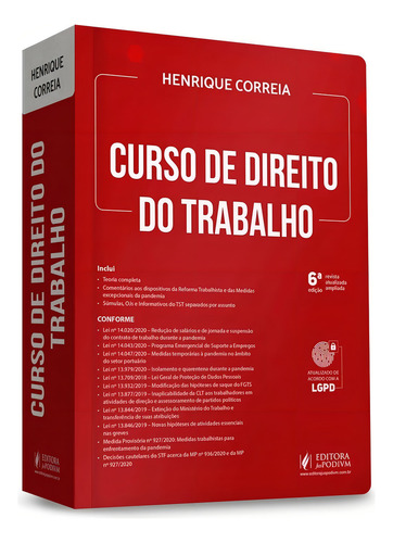 Curso De Direito Do Trabalho 6ª Edição (2021)