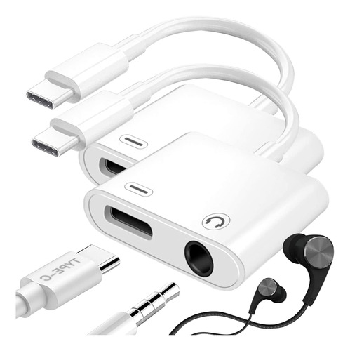 Adaptador Cargador Usb C Auricular 0.138 In Conector Audio 2