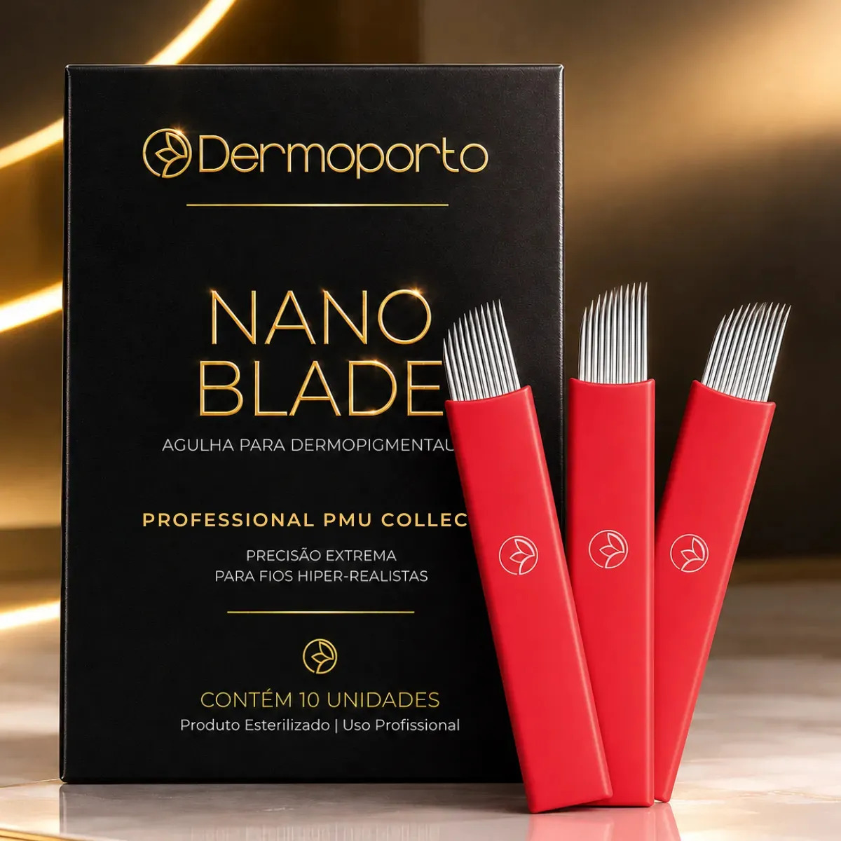 10 Lâminas Tebori 12 Flex 0.18mm Dermoporto | Nano Blades | Agulhas Para Micropigmentação De Sobrancelhas Fio A Fio | Microblading | Nanoblading
