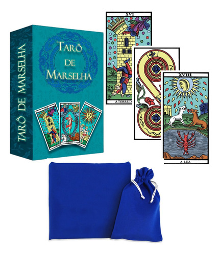 Tarô De Marselha Em Português 78 C/ Cartas + Livreto + Toalha + Saquinho