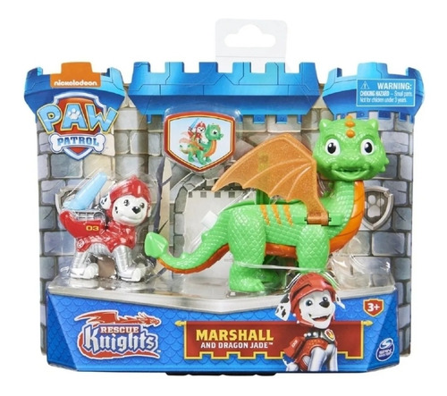 Paw Patrol Marshall Y Dragon Jade  Figura De Rescue Knights