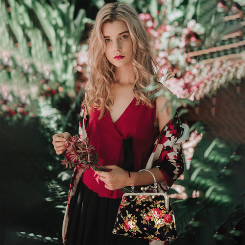 Abujall Bolsos Vintage Bolso De Noche Con Cierre De Beso Y A