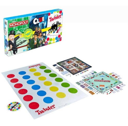 Imagen 2 de 10 de Set 3 Juegos De Mesa Hasbro Original Monopoly Clue Y Twister