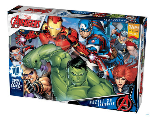 Imagen 1 de 3 de Puzzle 3d Lenticular Marvel Avengers  Disney 100 Piezas