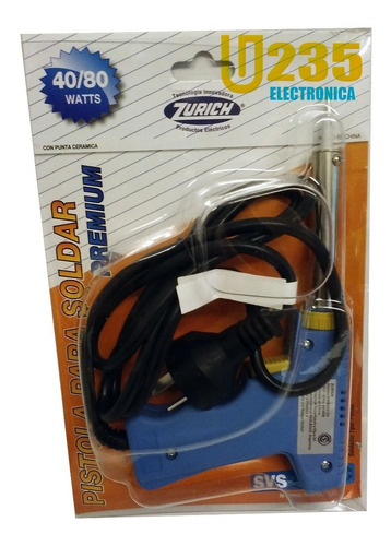 Imagen 2 de 3 de Soldador Tipo Pistola 40w 80w Zurich Punta Ceramica Premium