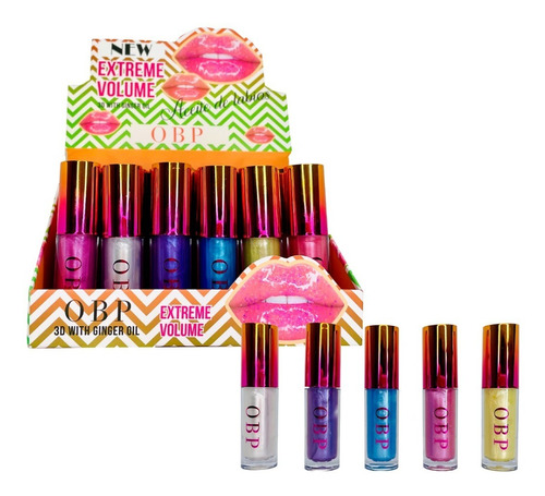 Lip Gloss Glitter Extreme Volumen 3d Colores Y Sabores 24pzs