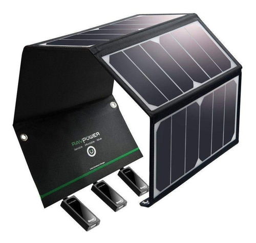 Ravpower Cargador Solar 24w Panel 3 Usb Plegable Portátil