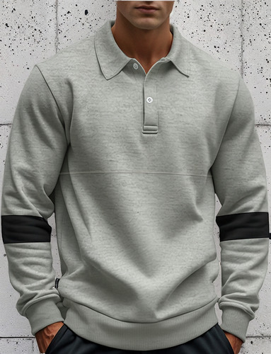 Sudadera Holgada Con Solapas Y Botones Para Hombre