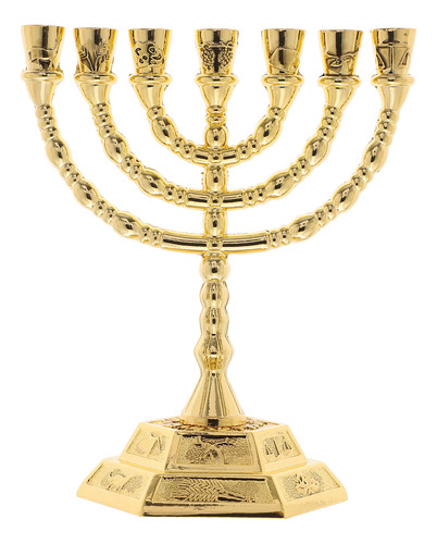 Soporte Para Menorah De Metal Con 7 Ramas Para Templo Religi