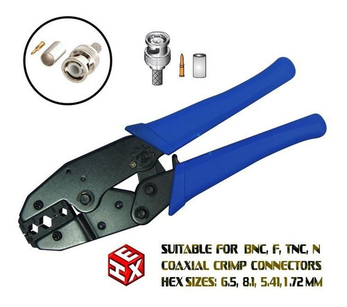 Imagen 3 de 9 de Ponchadora Hexagonal, Crimping Para Bnc, Tipo 'f', Tnc Y N