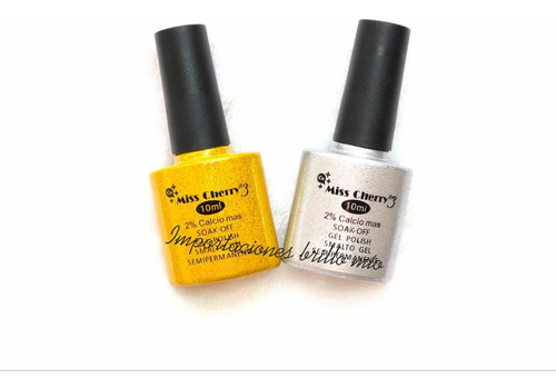 Imagen 2 de 3 de Paquete Plata Y Dorado Miss Cherry 10ml Gel Semipermanente