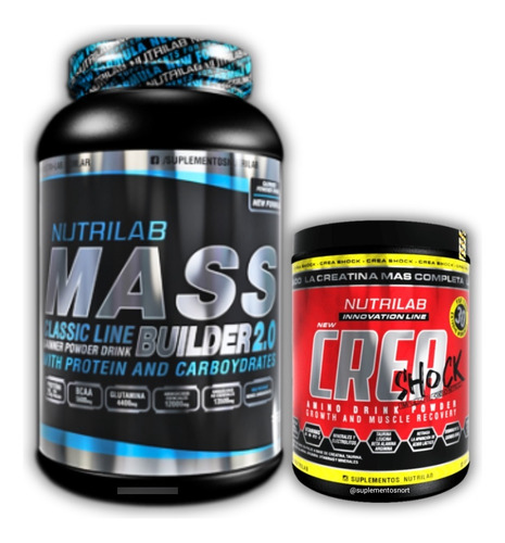 Combo Nutrilab Mass Builder 1,6 Kg + Creatina Shock 300 Gr