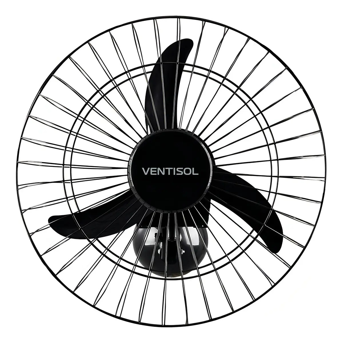 Ventilador Osc Parede 50cm Preto Grade Aco Ventisol 50 Cm 3 Pás