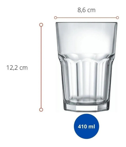 Jogo Com 12 Copos De Vidro Nadir Bristol 400ml