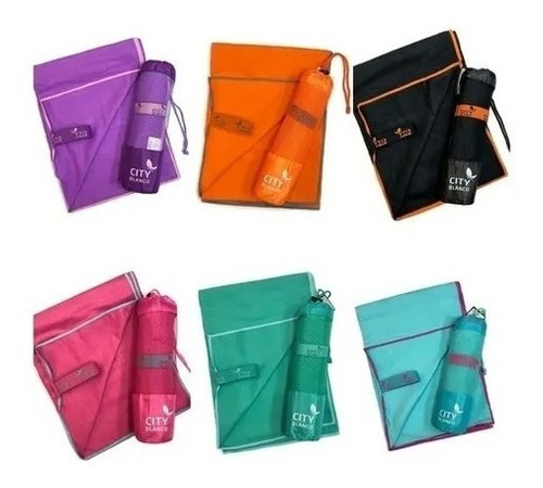 Toallon Secado Rapido Pileta Playa 150x70cm Colores C/bolso