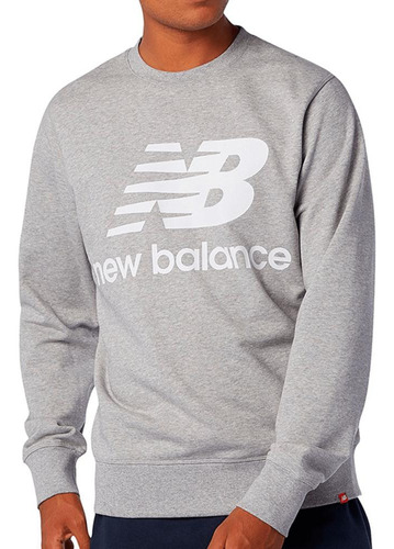 Buzo New Balance Stack Logo Gris Mt03560ag