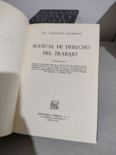 Manual De Derecho Del Trabajo Euquerio Guerrero Rp87 (Usado)