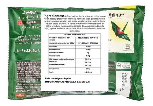 Chocolate Kit Kat Minis Matcha Té Verde Nestlé 11pz De 11.3g
