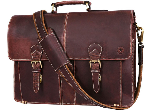. Leather Briefcase Messenger Bag For Laptop By Aaron L...