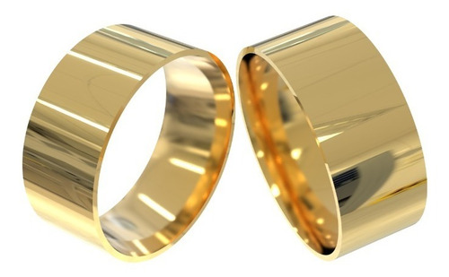 Alianças Par Aliança 8mm Chata Anatômica Ouro 18k Mca(8)