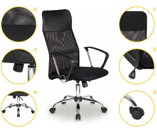 Cadeira De Escritório Ergonômica Estofado Sintético E Mesh