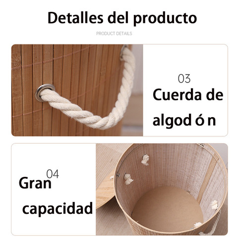 Cesto Ropa Sucia Y Lavanderia De Bambu Con Asas
