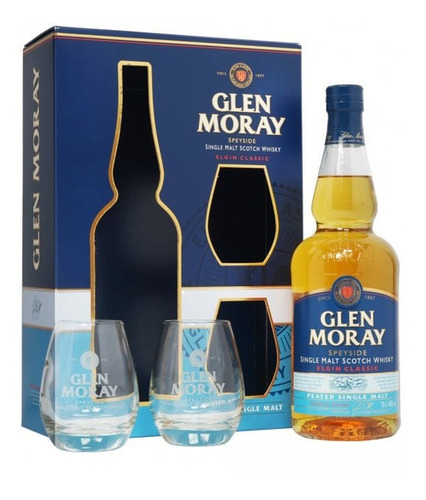 Whisky Glen Moray Classic Peat 700ml + 2 Copos - Single Malt