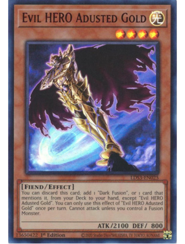 Tarjeta Yugioh Evil Hero Adusted Gold (red) Lds3-en025 Ur