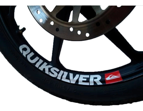 4 Adesivo Quiklsilver Roda Moto Titan Fan Hornet Xj6 Mt-03 Cor Branco
