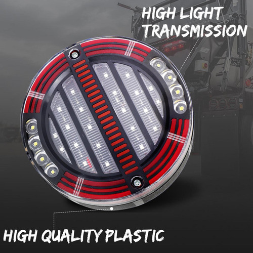 Luz Trasera Led Redonda Con Freno Y Giro Para Camión 2pzs