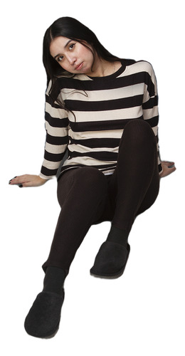 Pijama Rayas Negro / Hueso 65580 - Talla G