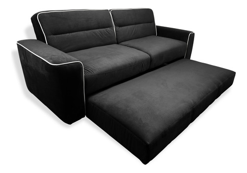 Sofá Cama Sillón Sala Hogar Minimalista 3 Posiciones Negro Liso