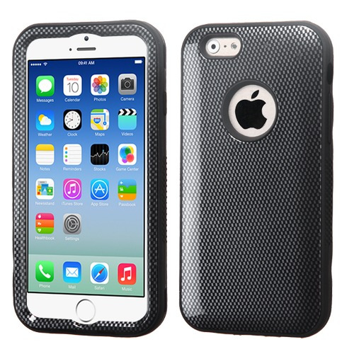 Funda Protector Para iPhone 6 Mixto Negro Carbon Triple Laye