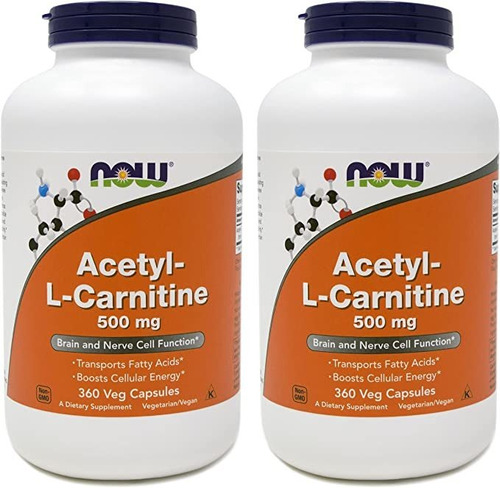 Now Foods Acetyl-l-carnitine Acl 500 Mg, 360 Cápsulas Veget